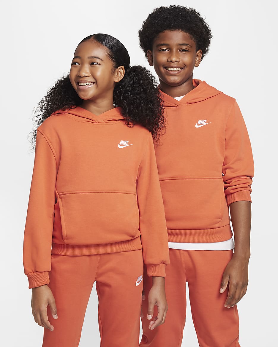 Sweat à capuche Nike Sportswear Club Fleece pour ado - Vintage Coral/Blanc
