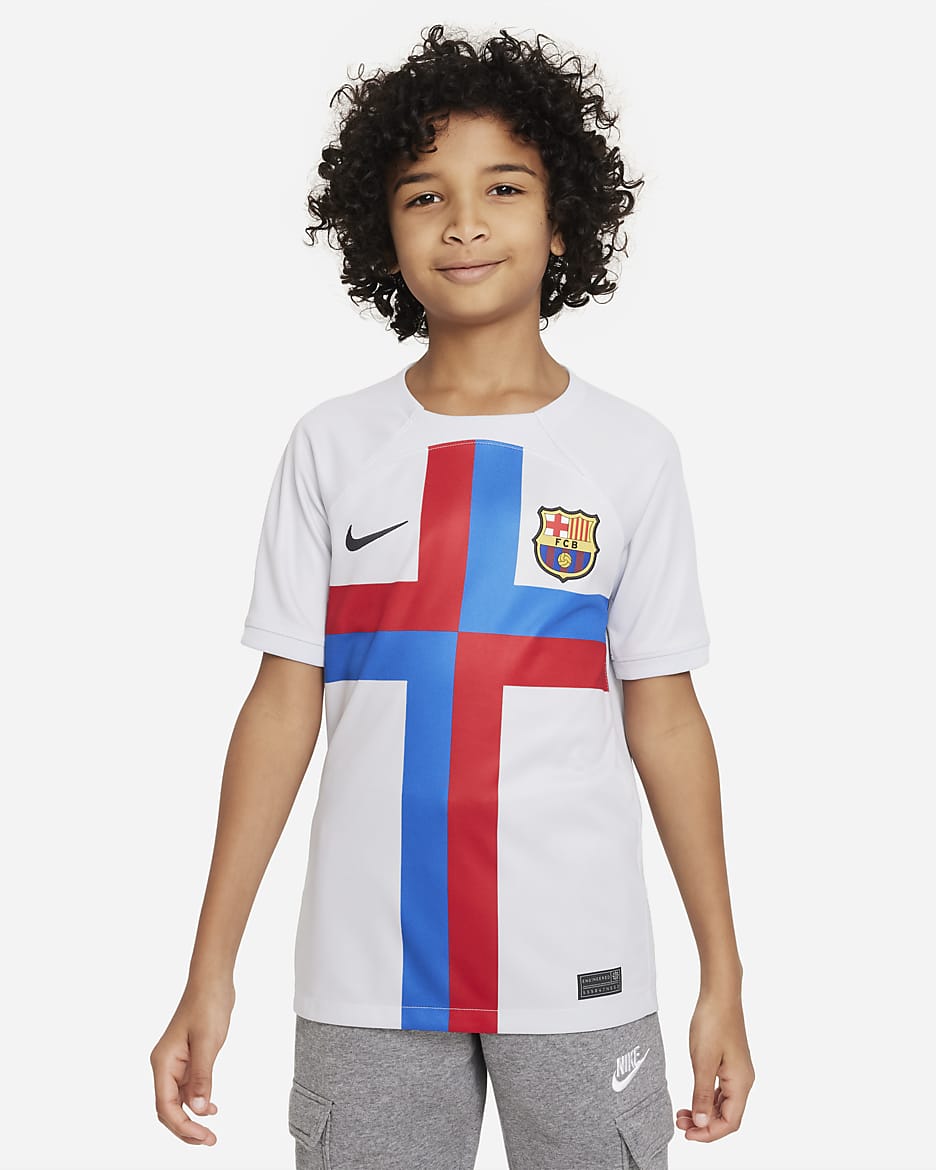 FC Barcelona 2022/23 Stadium Third 大童 Nike Dri-FIT 足球球衣 - Sky Grey/黑色