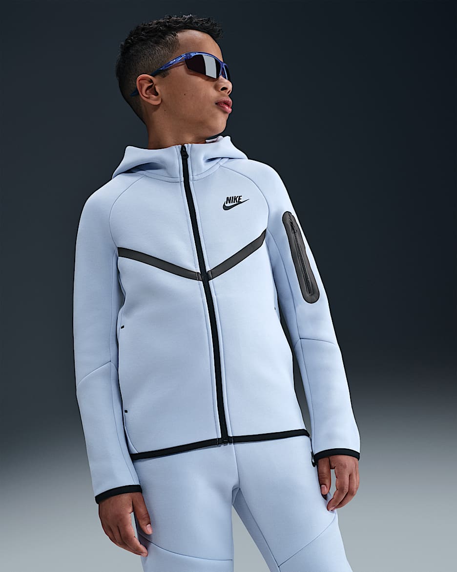 Nike Sportswear Tech Fleece Big Kids' Full-Zip Hoodie - Ghost/Black/Black