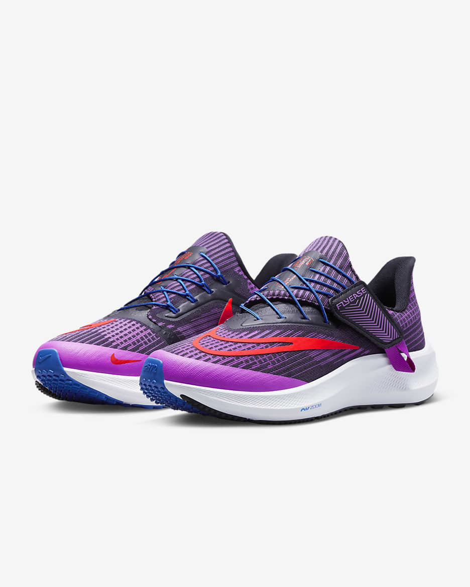 Nike Pegasus FlyEase Women's Easy On/Off Road Running Shoes - Fuchsia Dream/Black/White/Bright Crimson