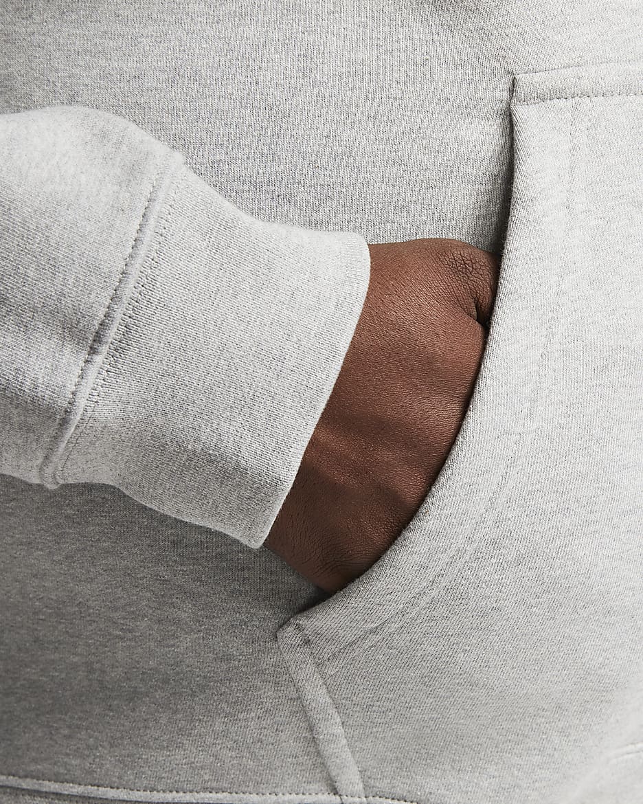 Nike Solo Swoosh Herren-Hoodie mit durchgehendem Reißverschluss - Dark Grey Heather/Weiß