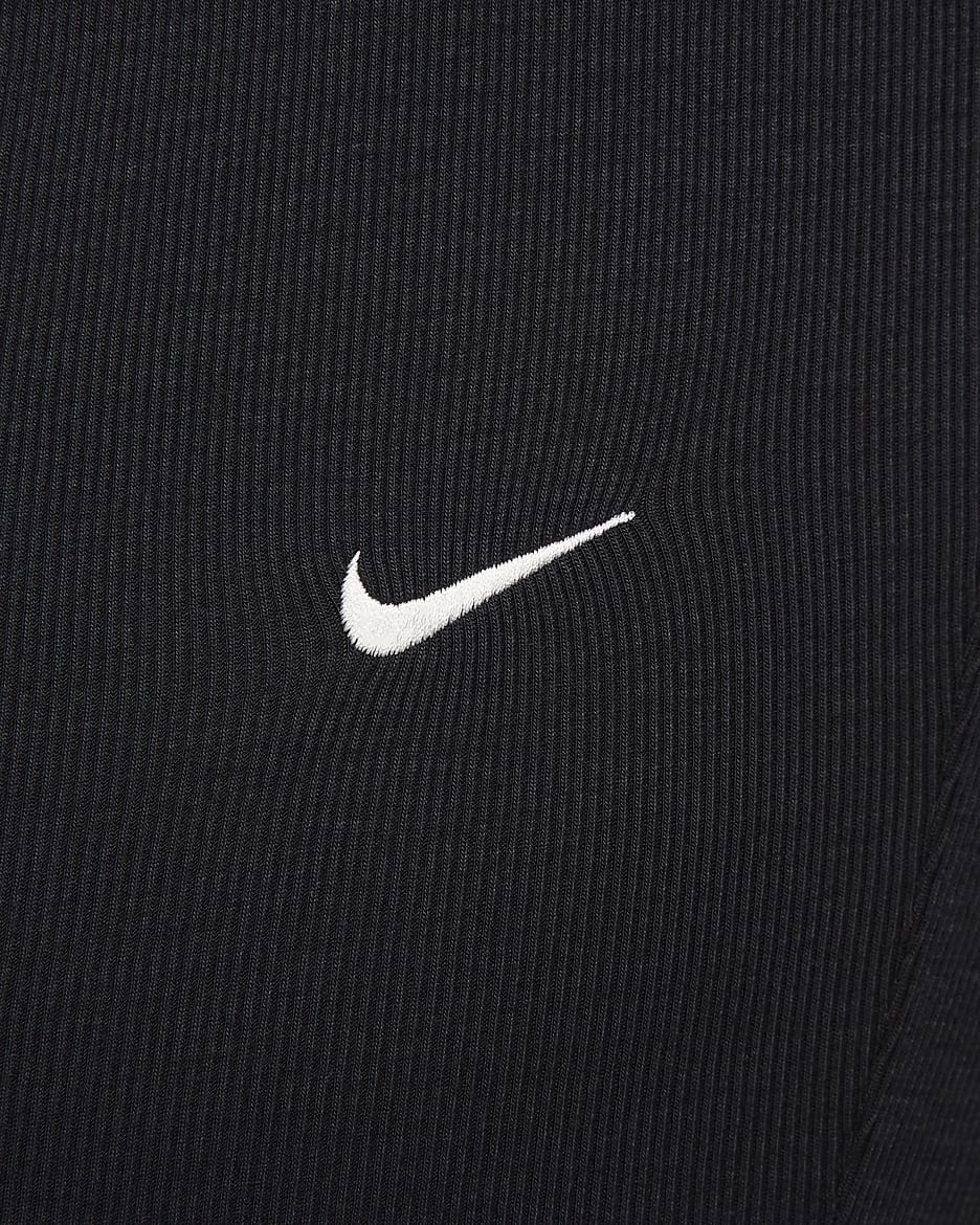 Nike Sportswear Chill Knit Women's Tight Mini-Rib Flared Leggings (Plus Size) - Black/Sail