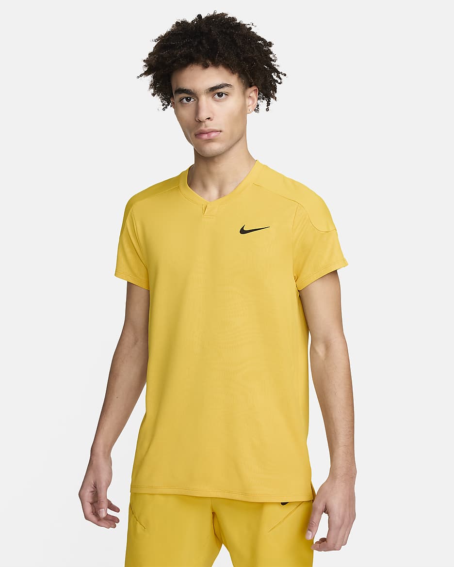 Męska koszulka do tenisa Dri-FIT NikeCourt Slam - Vivid Sulfur/Czerń