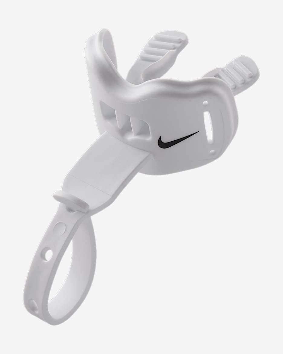 Protector bucal para fútbol de una pieza con protección para los labios Nike Alpha 2.0 - Blanco