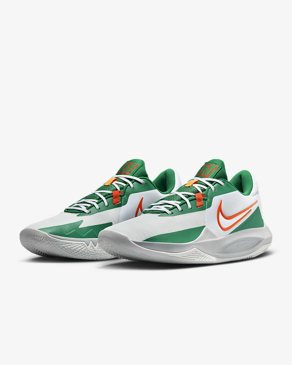 Nike Precision 6 Basketball Shoes - White/Malachite/Sundial/Safety Orange