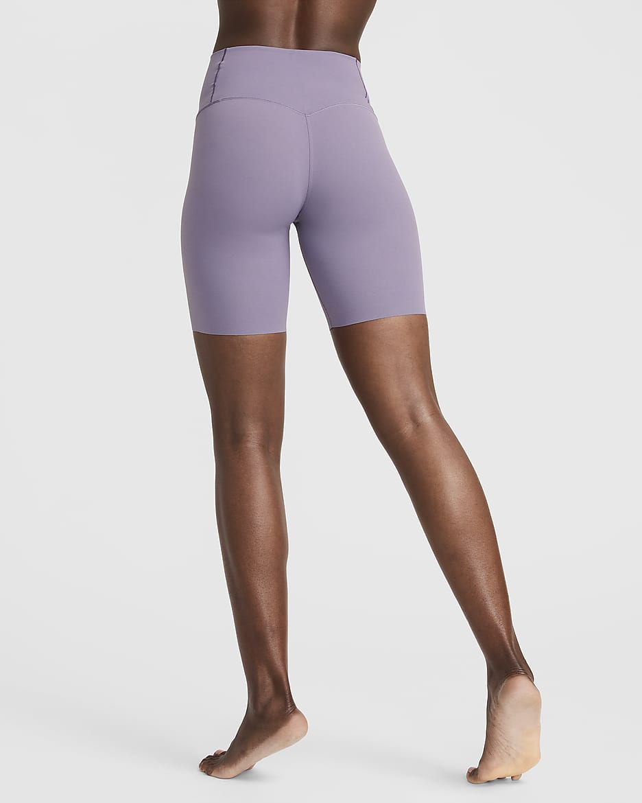 Nike Zenvy Bikeshorts met iets ondersteunende hoge taille voor dames (21 cm) - Daybreak/Zwart