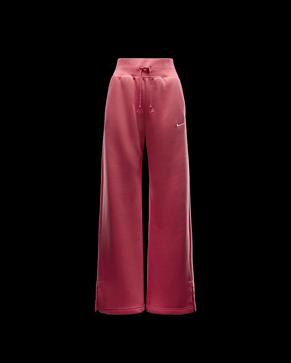 Nike Sportswear Phoenix Fleece Women's High-Waisted Wide-Leg Tracksuit Bottoms - Aster Pink/Sail