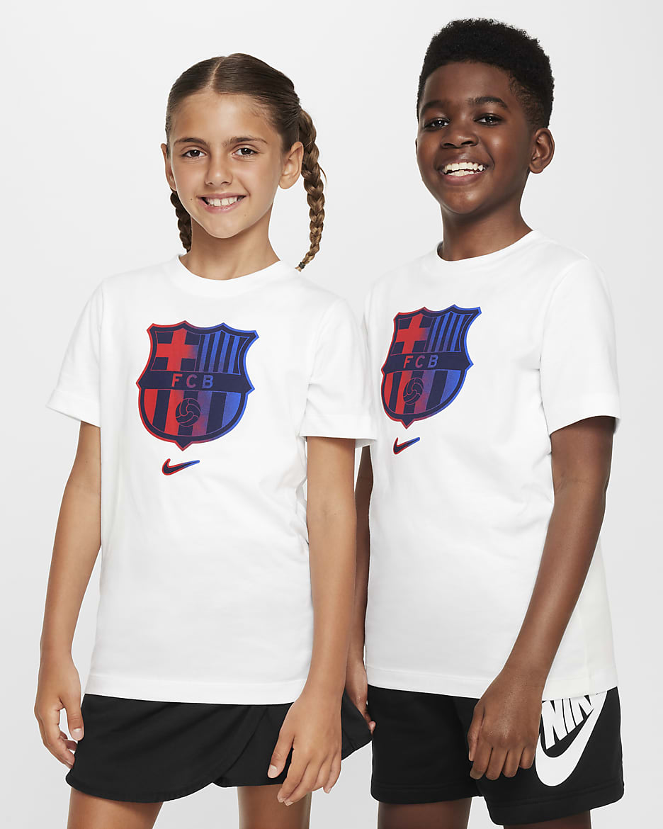 FC Barcelona Big Kids' Nike Soccer T-Shirt - White