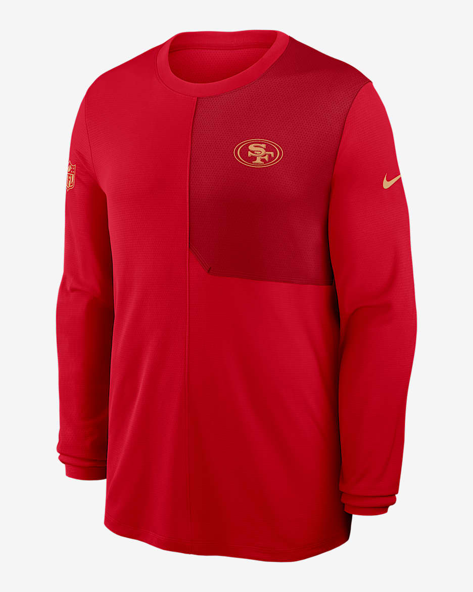 Playera de manga larga Nike Dri-FIT de la NFL para hombre San Francisco 49ers Sideline Coach - Rojo