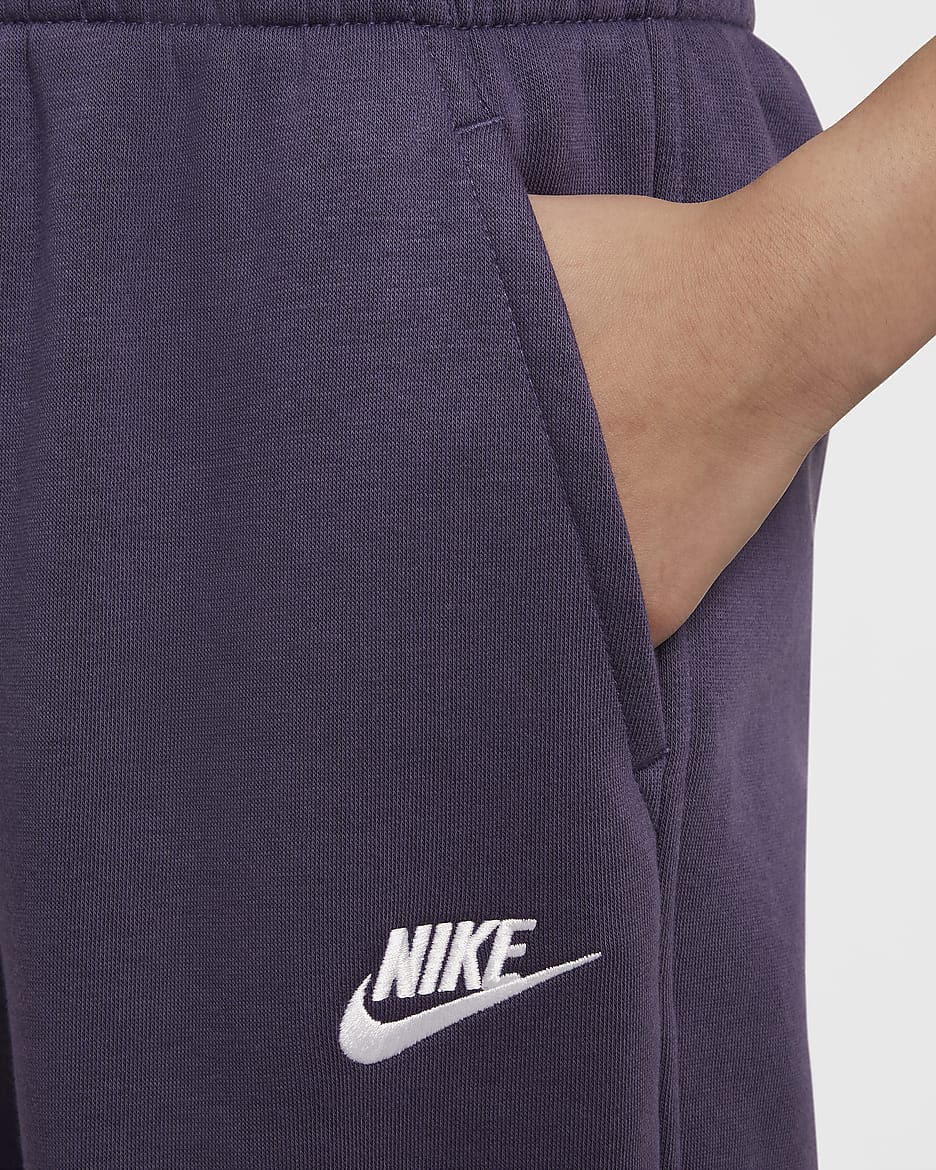 Nike Sportswear Club Fleece Older Kids' (Girls') High-Waisted Fitted Trousers - Dark Raisin/Dark Raisin/White