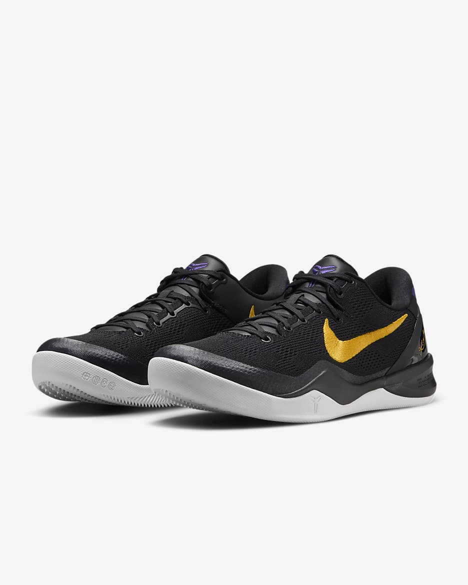 รองเท้าบาสเก็ตบอล Kobe VIII Protro - ดำ/ขาว/Court Purple/University Gold