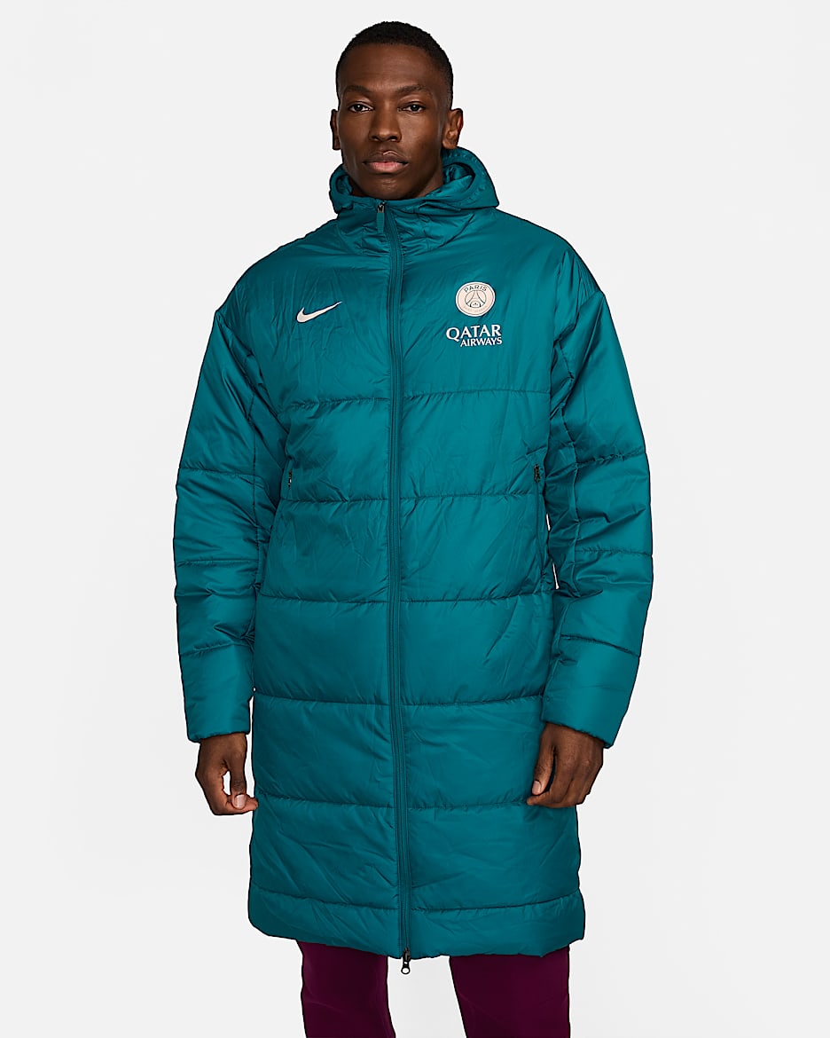 Paris Saint-Germain Academy Pro Men's Nike Therma-FIT Football Synthetic Fill Jacket - Geode Teal/Guava Ice/Guava Ice