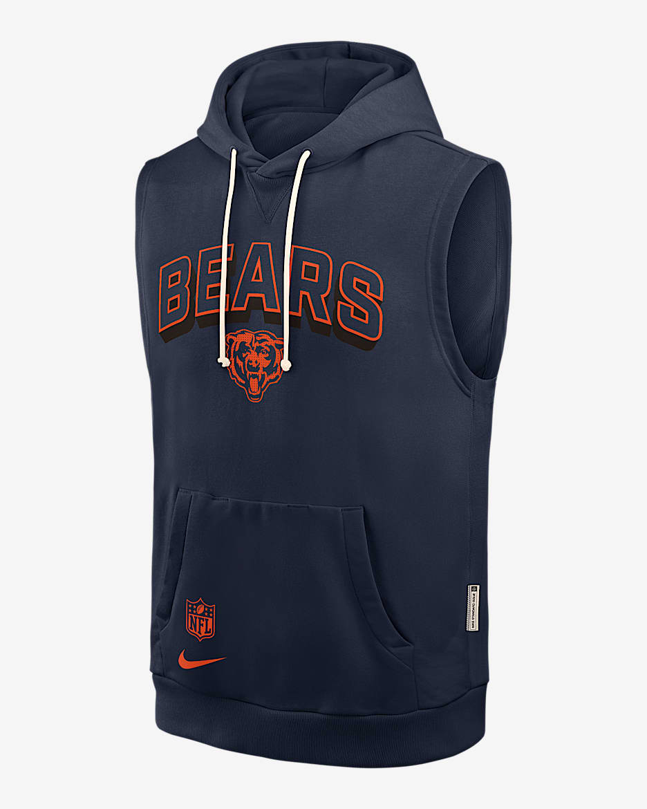 Sudadera con gorro sin cierre sin mangas Nike Dri-FIT de la NFL para hombre Chicago Bears Sideline - Azul