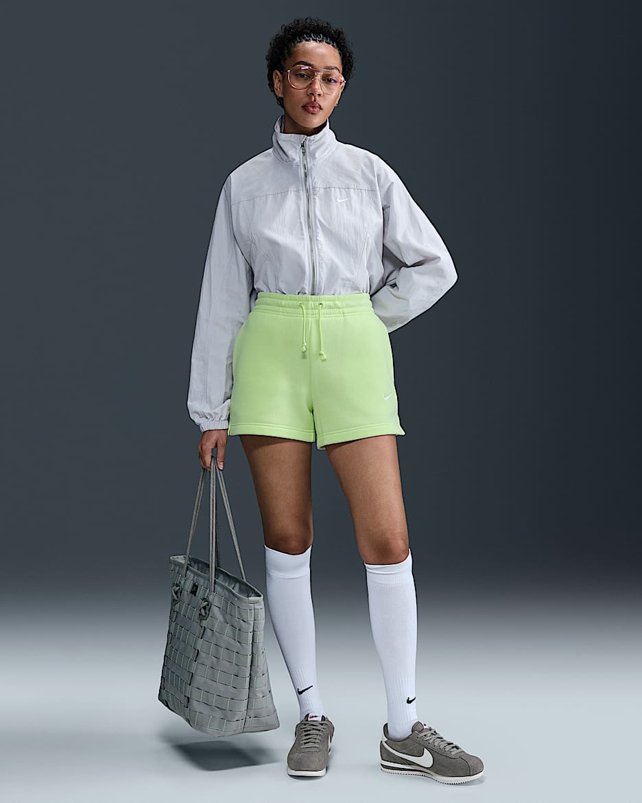 Nike Sportswear Phoenix Fleece Women's Mid-Rise 4" Shorts - Light Liquid Lime/Sail