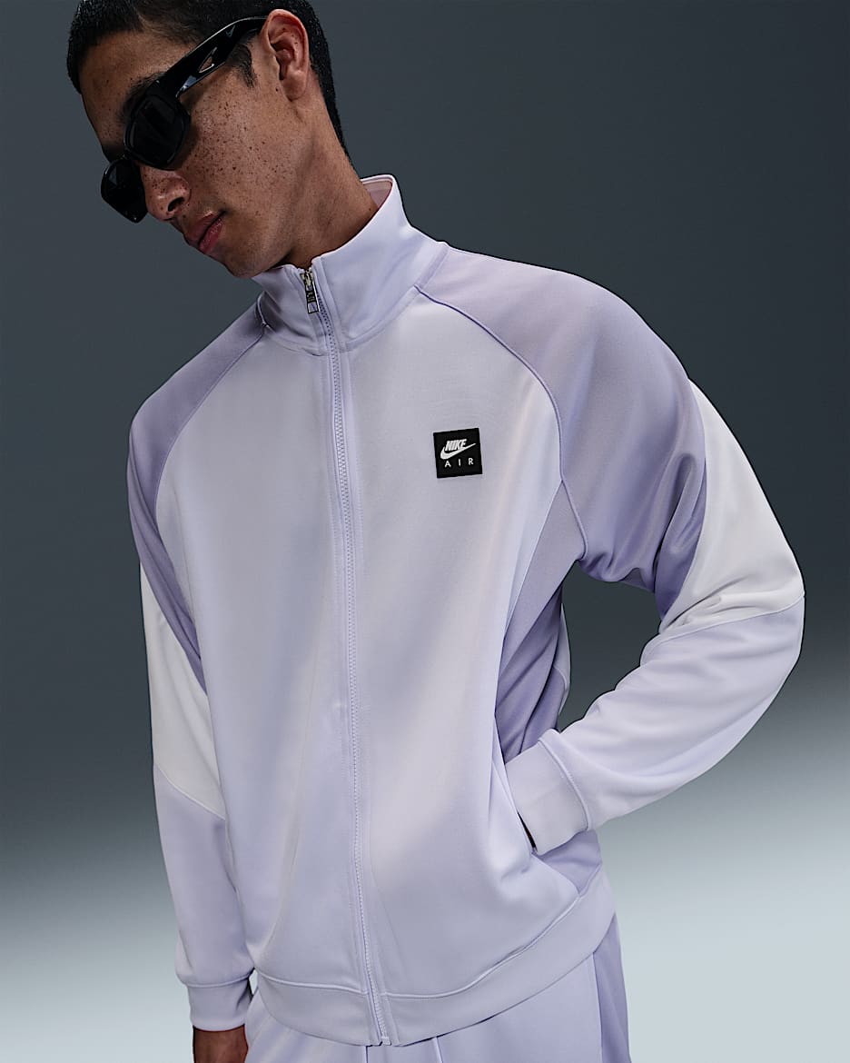 Chamarra de tejido Knit de poliéster de cierre completo para hombre Nike Air - Tinte amatista/Hortensias/Blanco/Negro