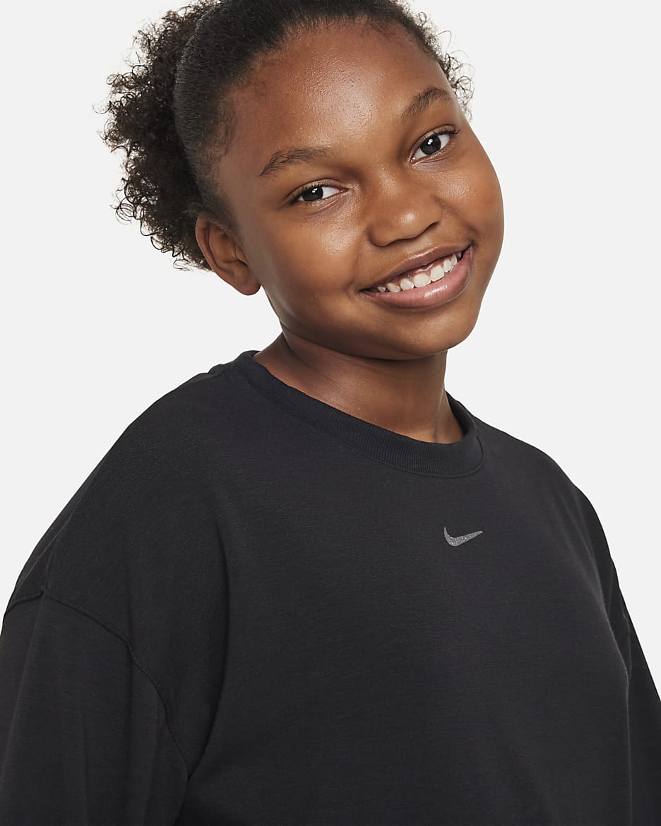 Nike Yoga Dri-FIT Big Kids' (Girls') Training Top (Extended Size) - Black