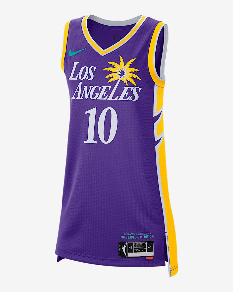 Jersey Nike Dri-FIT de la WNBA Victory Los Angeles Sparks Explorer Edition - Morado campo/Amarillo