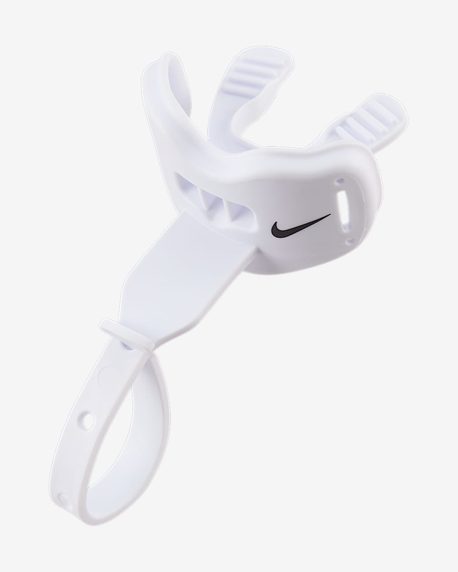 Protector bucal para fútbol de una pieza con protección para los labios para niños talla grande Nike Alpha 2.0 - Blanco
