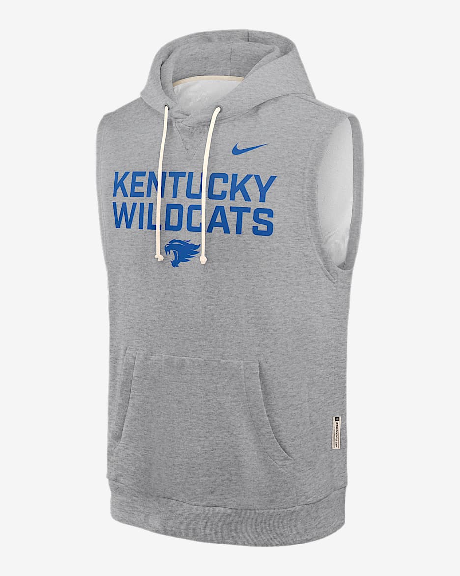 Kentucky Sideline Men's Nike Dri-FIT College Sleeveless Pullover Hoodie - Dark Grey Heather