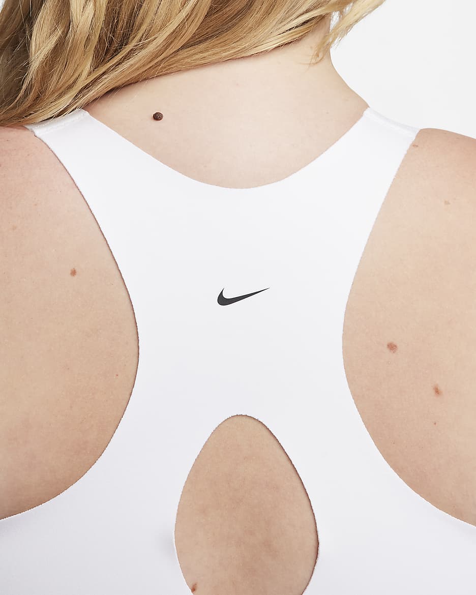 Nike Alpha Women's High-Support Padded Zip-Front Sports Bra - White/White/White/Black