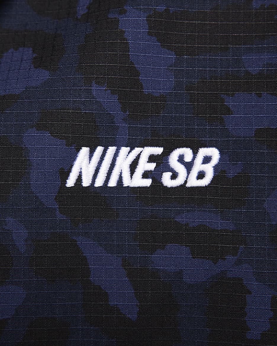 Nike SB Abrigo de trabajo de skateboard con estampado por toda la prenda - Midnight Navy/Blanco