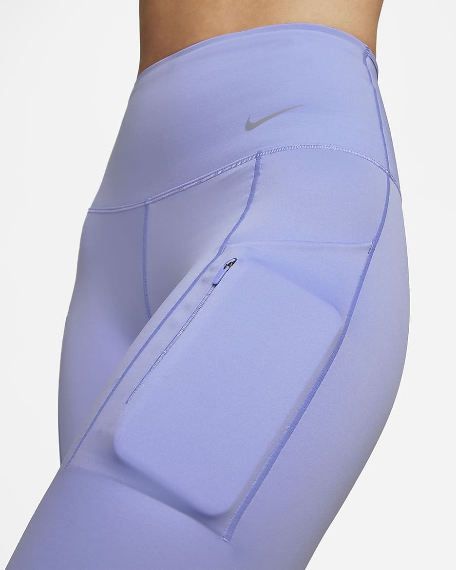 Leggings de tiro alto de 7/8 de sujeción firme con bolsillos para mujer Nike Go - Cardo claro/Negro