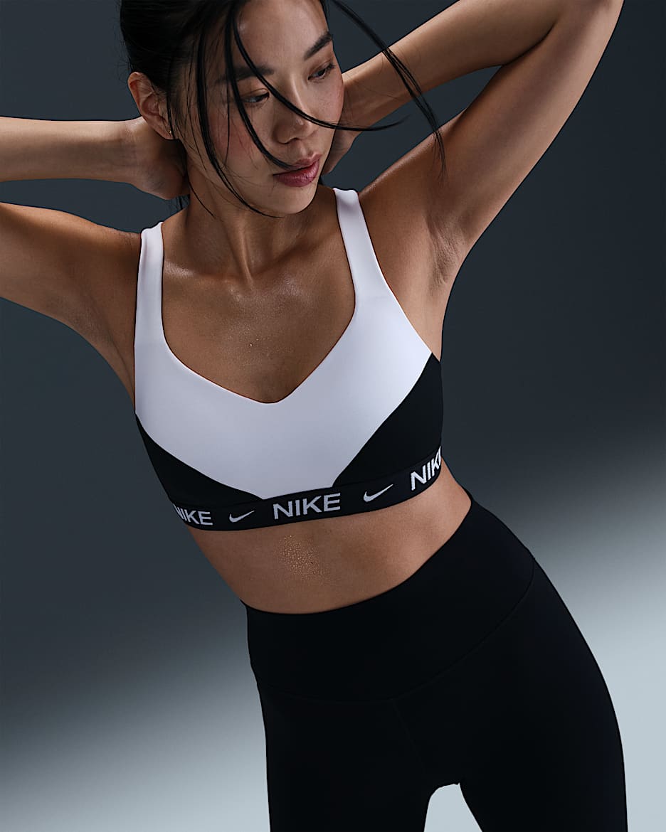 Nike Indy High-Support Women's Padded Adjustable Sports Bra - White/Black/Black