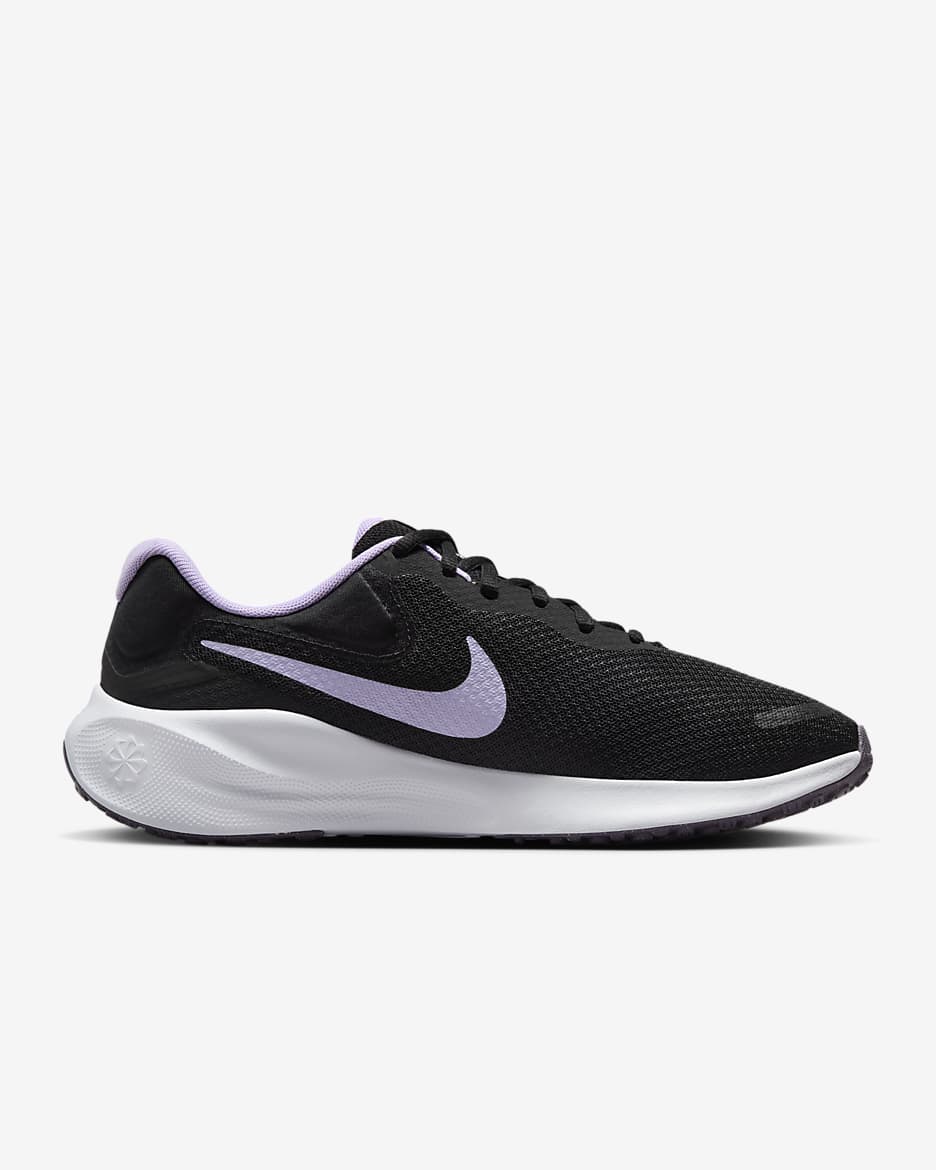 Nike Revolution 7 Women's Road Running Shoes - Black/White/Daybreak/Lilac Bloom