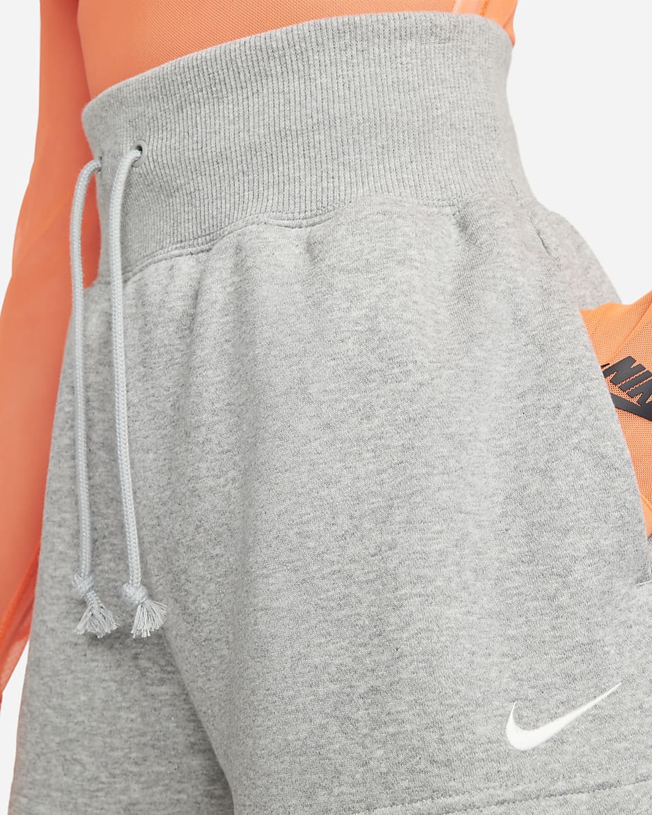 Nike Sportswear Phoenix Fleece Women's High-Waisted Loose Shorts - Dark Grey Heather/Sail