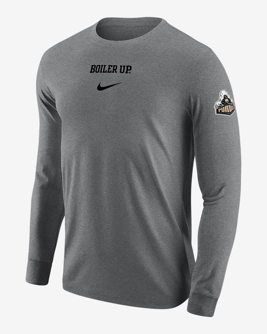 Purdue Men's Nike College Long-Sleeve T-Shirt - Dark Grey Heather