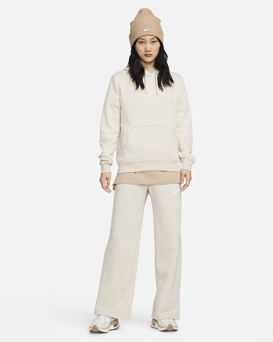 Nike Sportswear Club Fleece Women's Mid-Rise Wide-Leg Sweatpants - Sanddrift/White