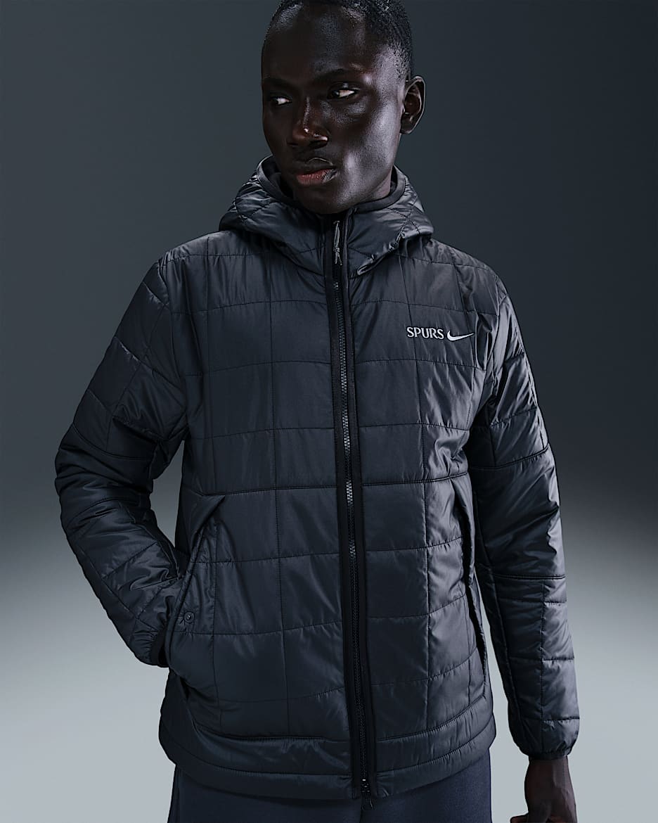 Tottenham Hotspur Men's Nike Football Synthetic Fill Hooded Jacket - Black/Ashen Slate