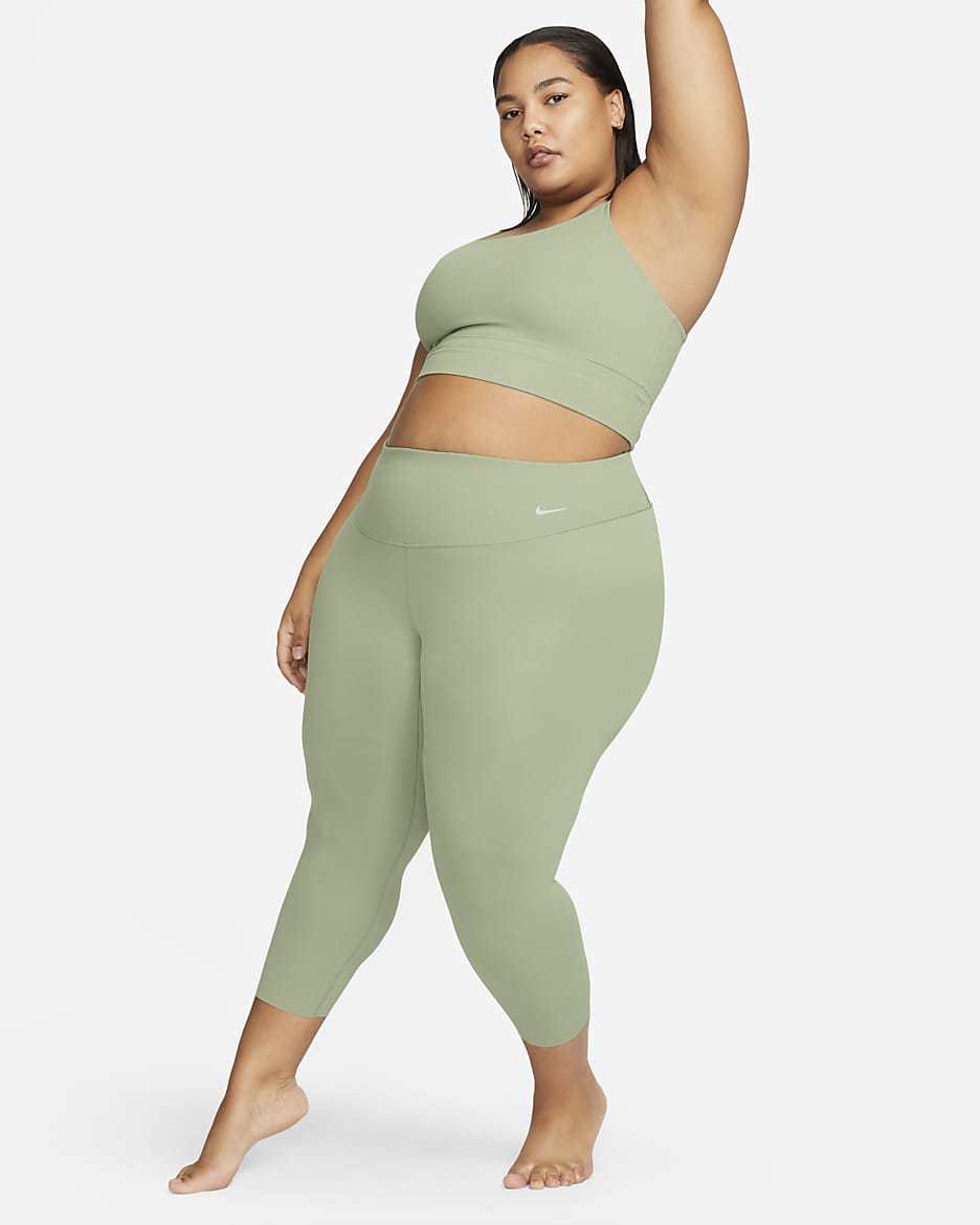 Nike Zenvy Women's Gentle-Support High-Waisted Cropped Leggings (Plus Size) - Oil Green/Black