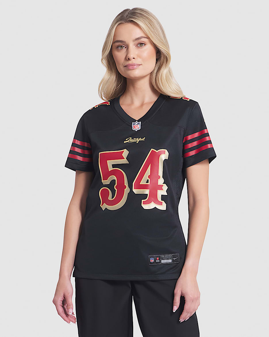 Jersey Nike de la NFL Game para mujer Fred Warner San Francisco 49ers Rivalries Collection - Negro