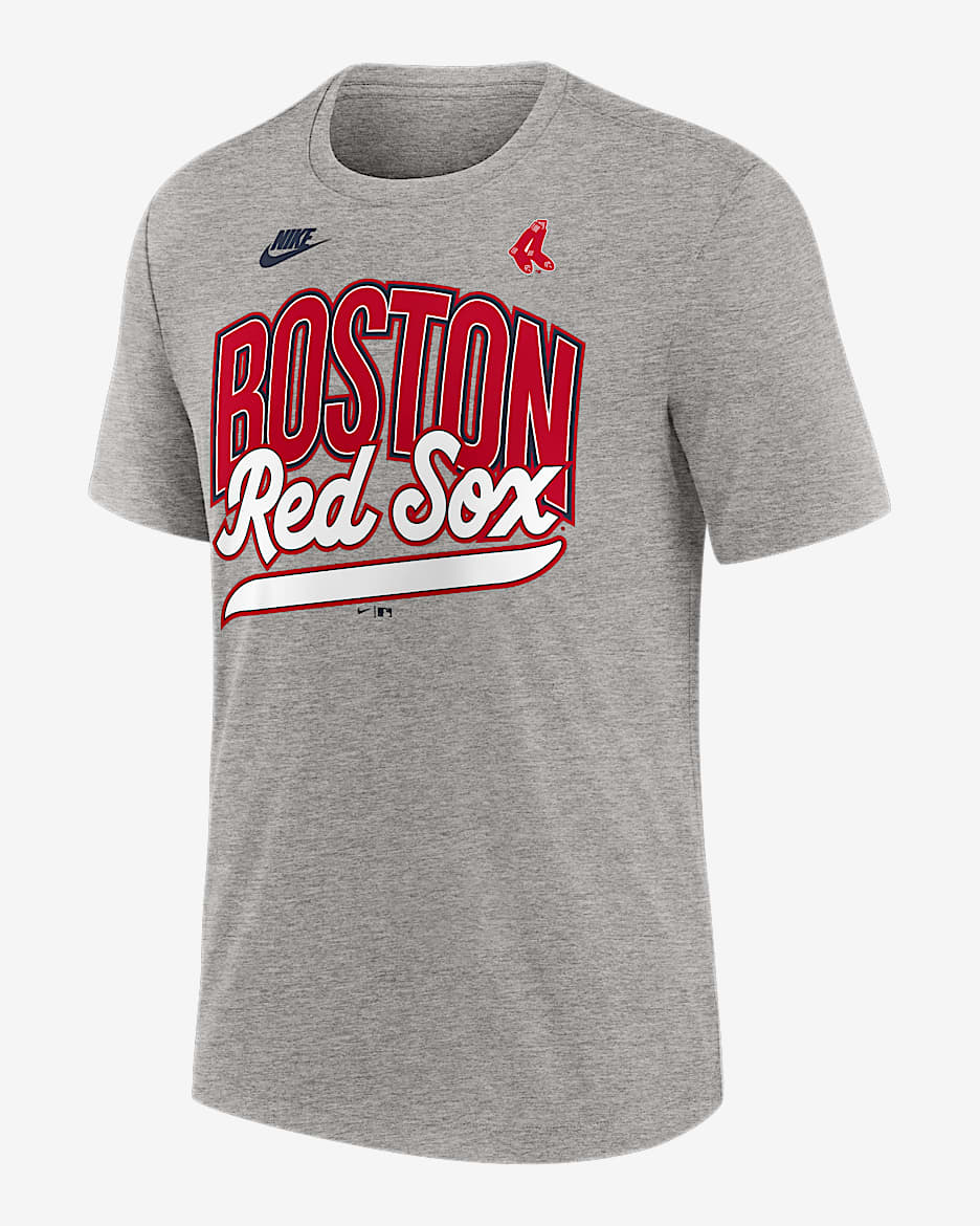 Playera Nike de la MLB para hombre Boston Red Sox Cooperstown Retro - Gris jaspeado