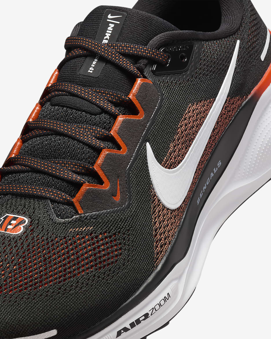 Nike Pegasus 41 NFL Cincinnati Bengals Men's Road Running Shoes - Black/White/University Orange/White