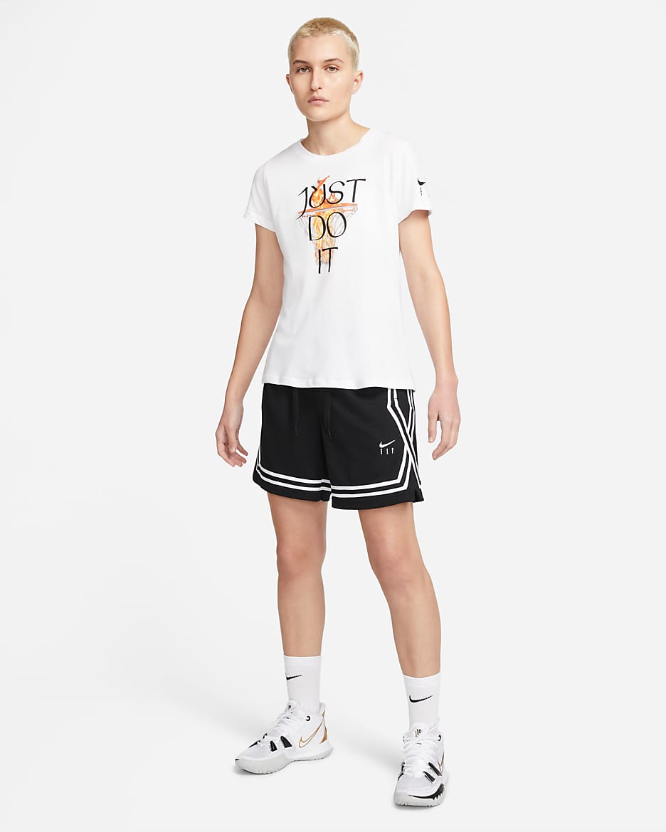 Nike Fly Crossover basketshorts til dame - Svart/Hvit