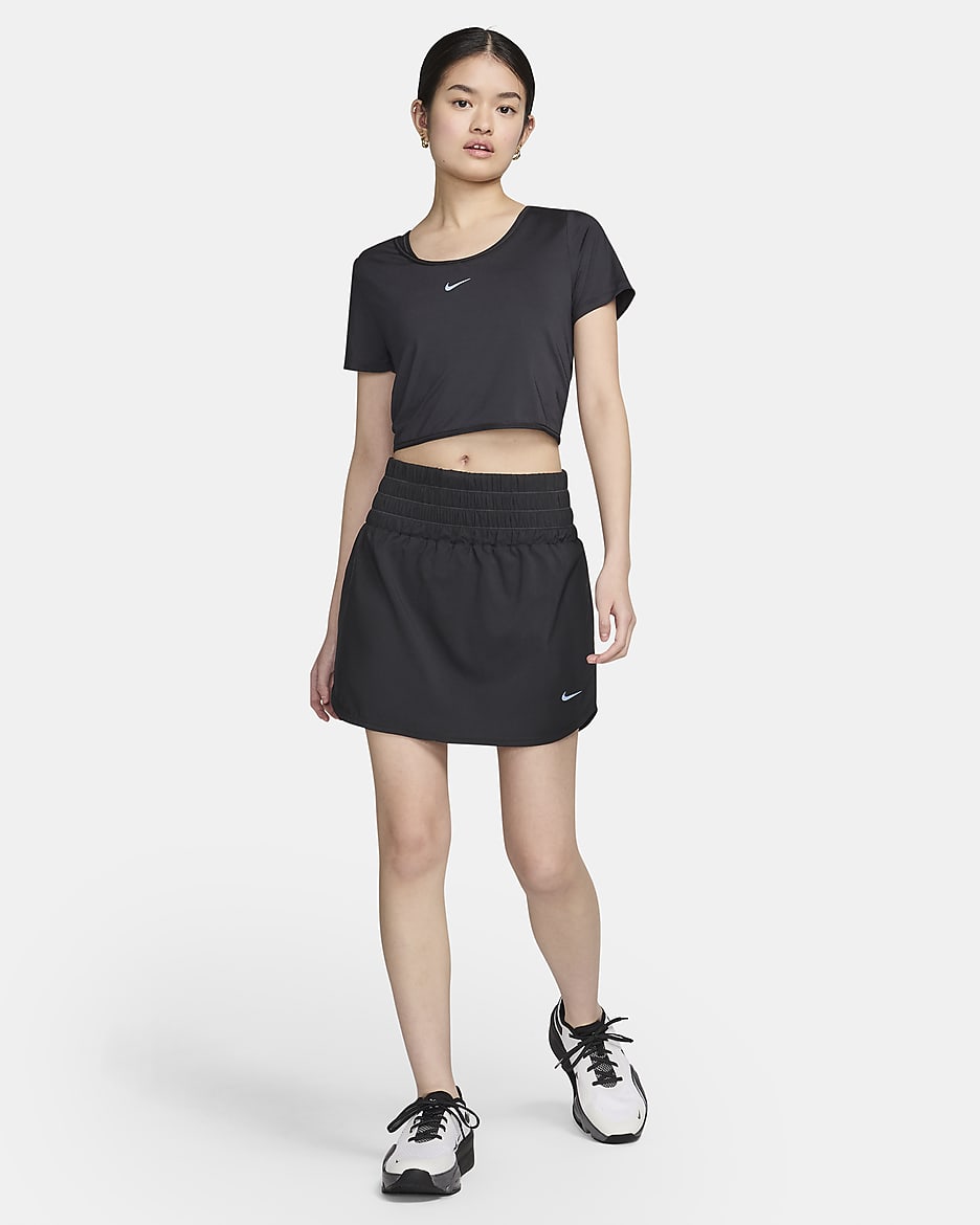 Nike One Classic Women's Dri-FIT Short-Sleeve Cropped Twist Top - Black/Black