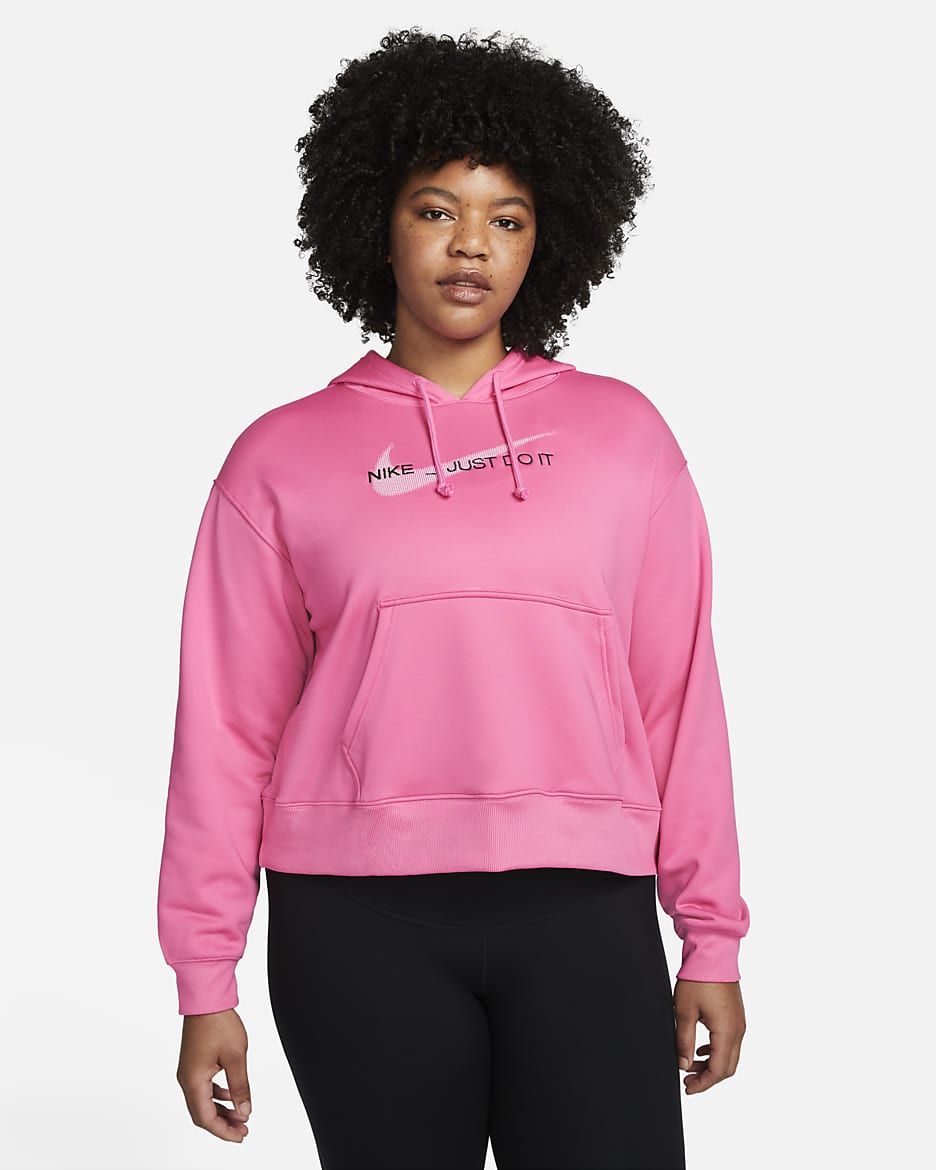 Nike Therma-FIT Women's Graphic Hoodie (Plus Size) - Pinksicle/Black/White