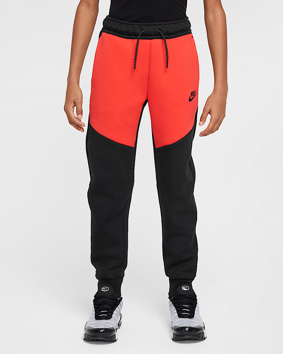 Nike Sportswear Tech Fleece Big Kids' Joggers - Black/Light Crimson/Black/Black