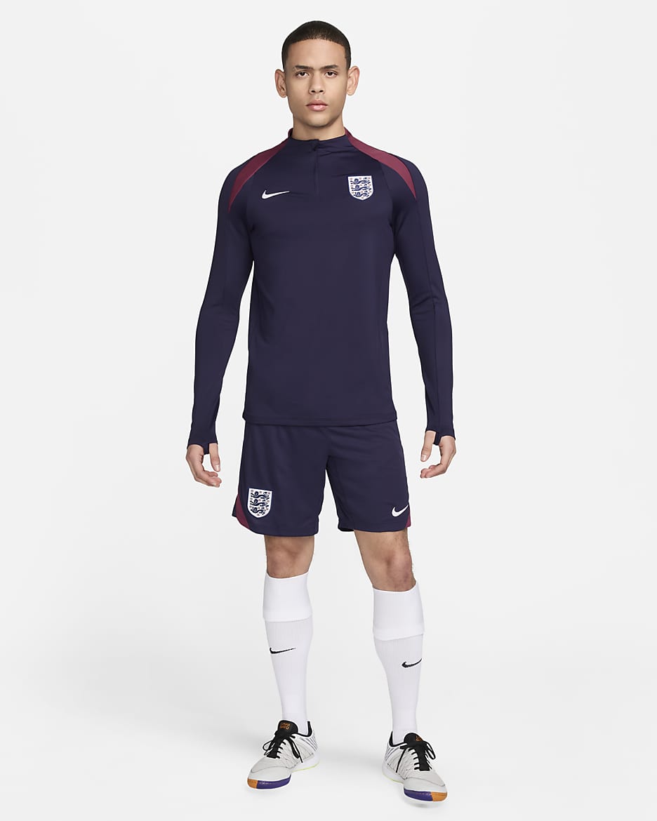 England Strike Men's Nike Dri-FIT Football Knit Shorts - Purple Ink/Rosewood/White