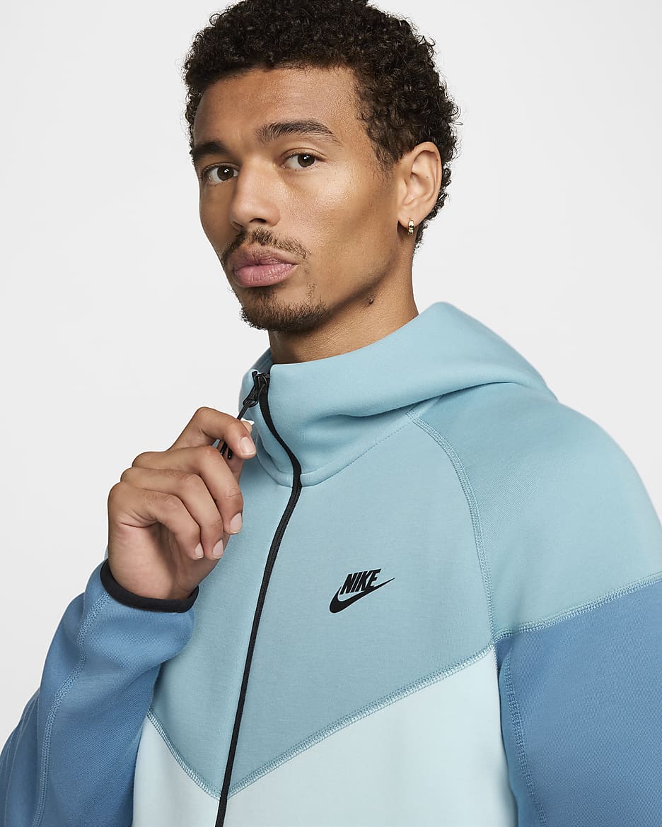 Nike Sportswear Tech Fleece Windrunner Tam Boy Fermuarlı Erkek Kapüşonlu Üst - Denim Turquoise/Glacier Blue/Aegean Storm/Siyah