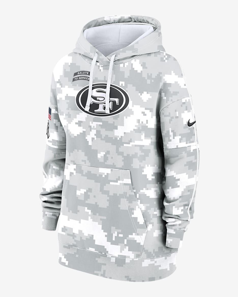 Sudadera con gorro sin cierre Nike de la NFL para mujer San Francisco 49ers Salute to Service Primary Edge Club - Blanco