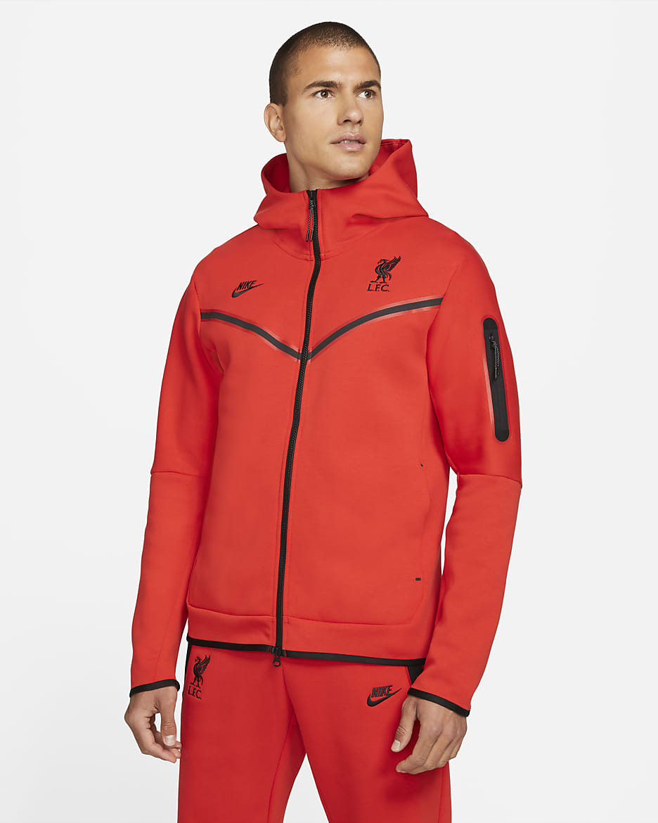 Liverpool FC Tech Fleece Windrunner Men's Full-Zip Hoodie - Rush Red/Black