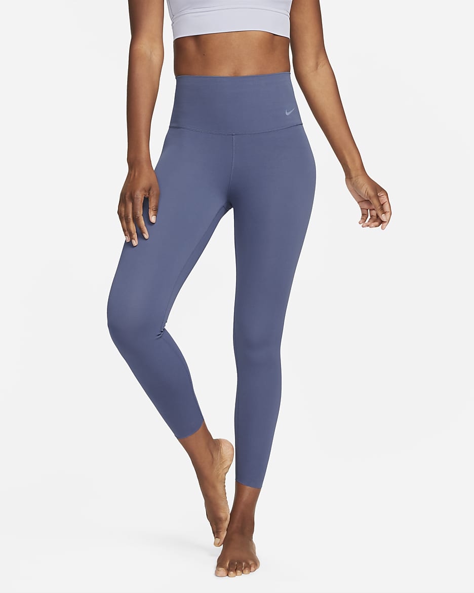 Nike Zenvy Women's Gentle-Support High-Waisted 7/8 Leggings - Diffused Blue/Black