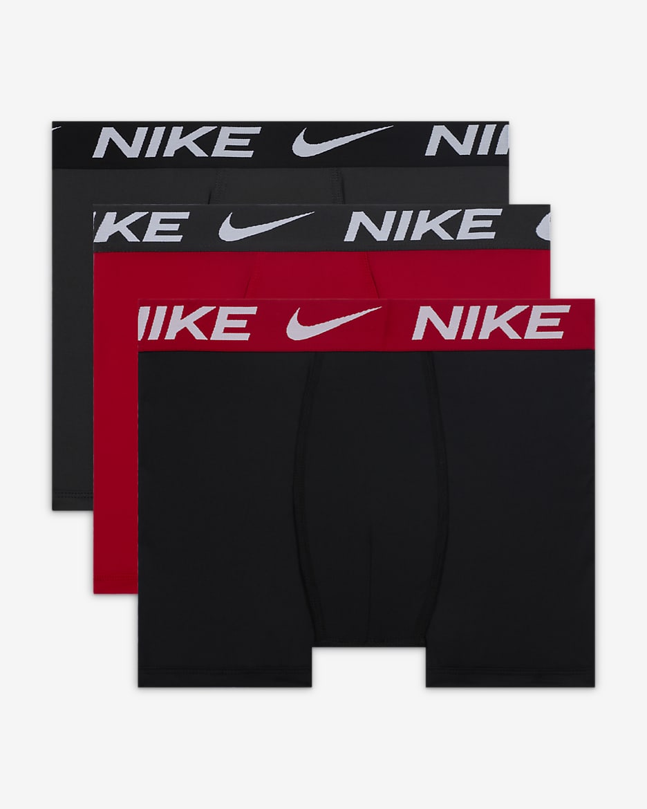 Nike Dri-FIT Essentials Big Kids' Boxer Briefs (3-Pack) - Multi-Color/University Red
