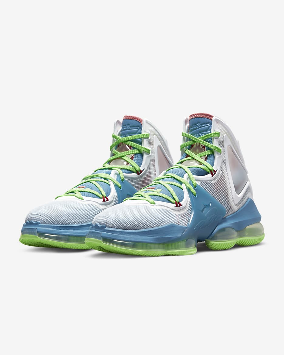 LeBron 19 Basketball Shoes - Dutch Blue/Lime Glow/White/Pomegranate