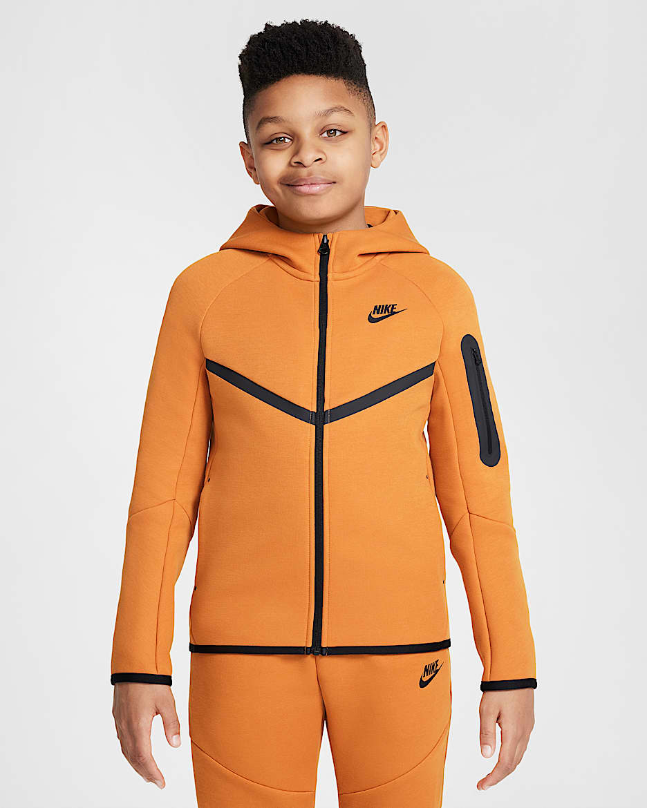 Sweat à capuche et zip Nike Sportswear Tech Fleece pour ado - Monarch/Noir/Noir