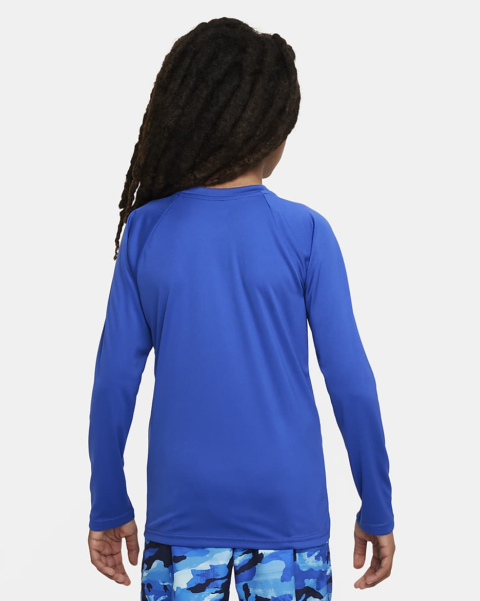 Playera de manga larga Hydroguard para niño talla grande Nike Swim - Royal juego