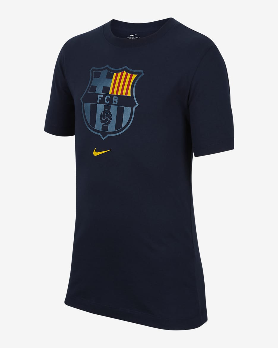 Barcelona Crest Big Kids' Nike Soccer T-Shirt - Obsidian